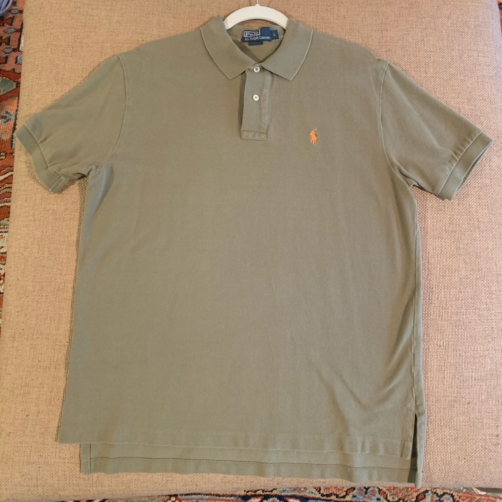 Men’s Polo olive green shirt with orange horse